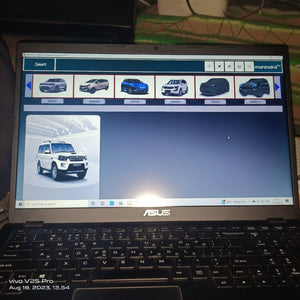 Computer screen displaying a vehicle selection interface with images of cars.