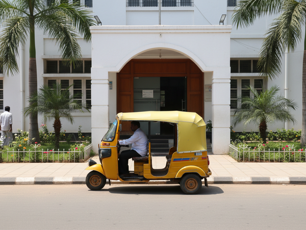 Auto-rickshaw outside hospital