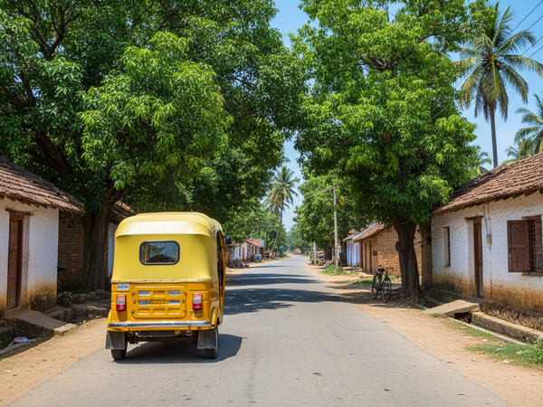 Auto-rickshaw parked on local road