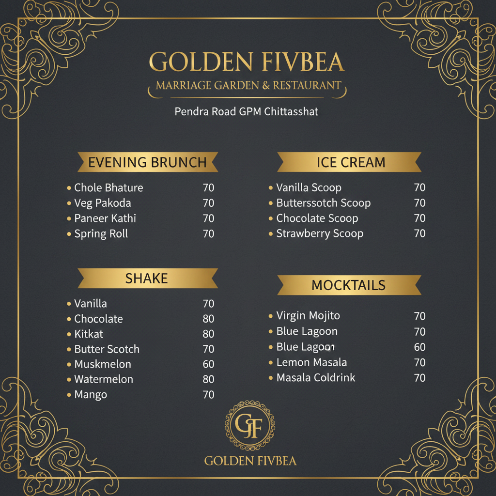 Golden Fivbea – Marriage Garden & Restaurant in Pendra - Overview