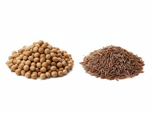 Coriander seeds and cumin seeds