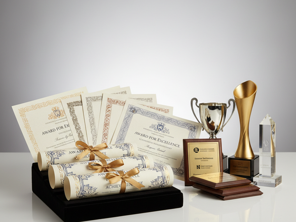 Award certificates and trophies