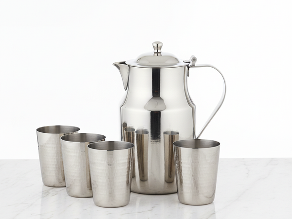Steel water jug and glasses set – Ganesh Mahesh Utensil Corner