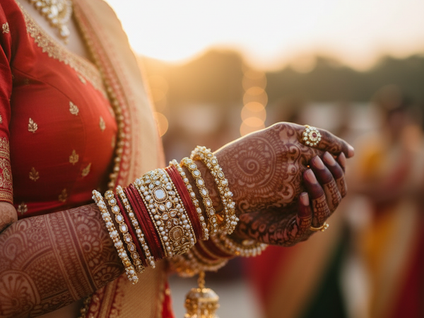 Bridal Bangles on Mehndi Hands – Raja Babu General Store Kotmi