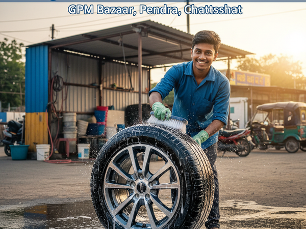 Tyre & Wheel Wash – Hari Om Car Wash, Pendra