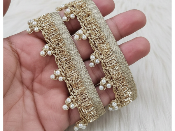 Fancy Golden Pearl Lace Border Trim – Raja Babu Matching Centre Kotmi