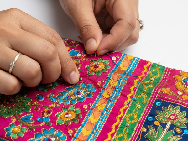 Detailed embroidery and stitching