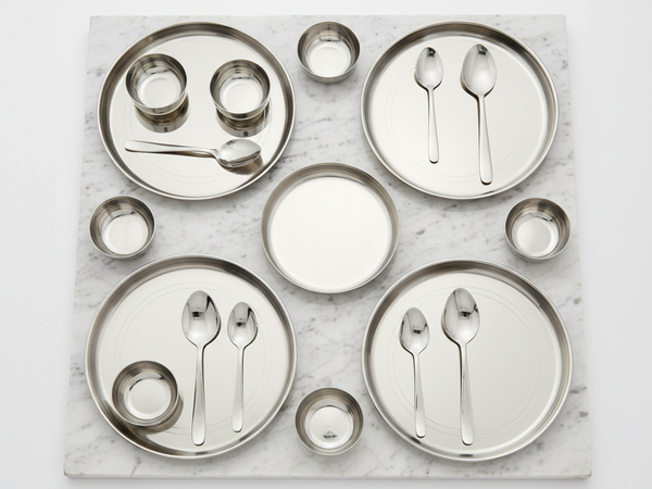 Steel plates and bowls set – Ganesh Mahesh Utensil Corner