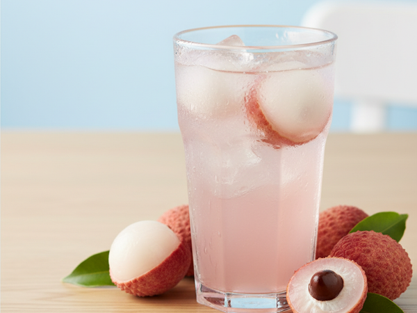 Glass of fresh lychee juice