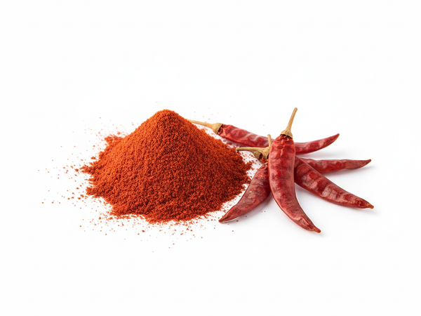 Red chili powder with whole dried red chilies
