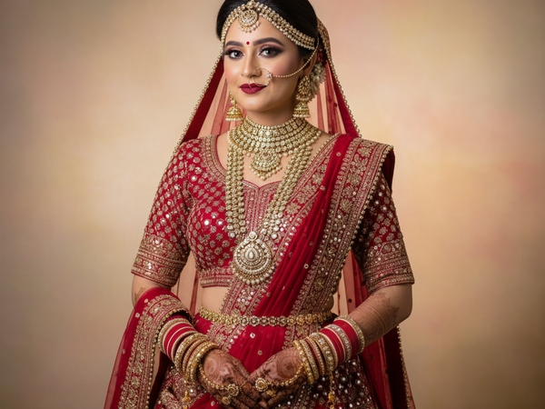 Full bridal look with lehnga and jewellery at Divyaa Beauty Parlour, Gaurela